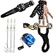 TOPARCHERY 7pcs Powerful Fishing Reel Recurve Stainless Hunting Catapult Kit with Steel Broadheads Darts Hand Guard Protect Wristband