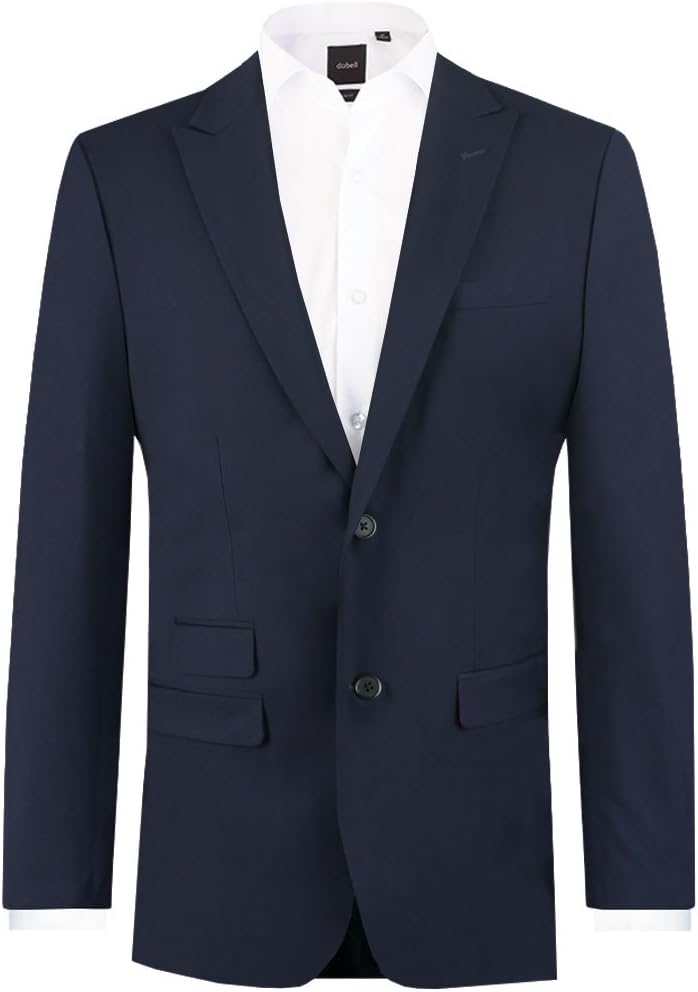 Dobell Mens Navy Suit Jacket Tailored Fit Travel/Performance Notch Lapel