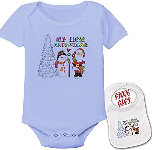 " My first Christmas "Cute Custom boutique Baby bodysuit onesie &amp; matching bib