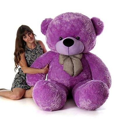 Frantic Teddy Bear with Ribbon Bow Premium Quality Soft Plush Fabric in Purple Color  5 Feet