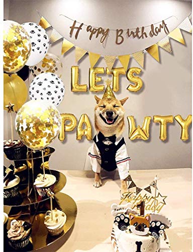 Dog Birthday Party Supplies,Dog Birthday Hat and Bow-WOOF Letter Balloons-Dog Theme Party Bunting Decoration Party Supplies - Thumbnail 4