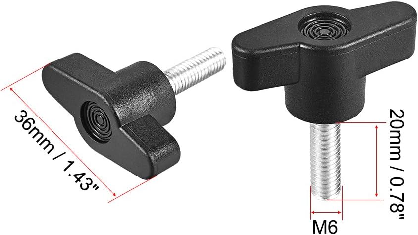 uxcell Clamping Handle Screw Knobs Handle M6 x 20mm Threaded T-Shape 3pcs, Black,silver, M6x20mm , 3pcs - Image 3