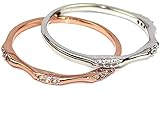 JESMING 1mm Silver Plated 9 Tiny Diamond Pieces Women's Plain Band Knuckle Stacking Midi Rings Comfort Fit Silver/Gold…