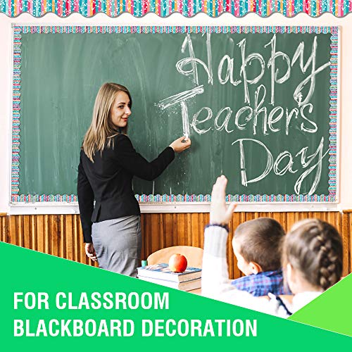 Bulletin Border 6-Pack Laminated Bulletin Board Borders for Classroom & School, Geometric Pattern Decorative Scalloped Trimmers, Border Trim, 2.6 x 36 inches of Each Roll - Thumbnail 2