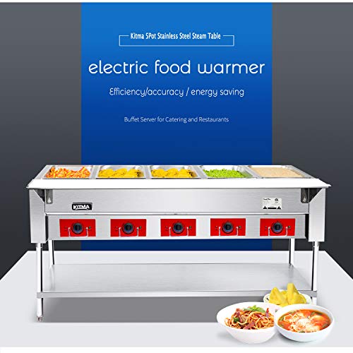 image for Commercial 240 V Electric Food Warmer – Kitma 5 Pot Stainless Steel 