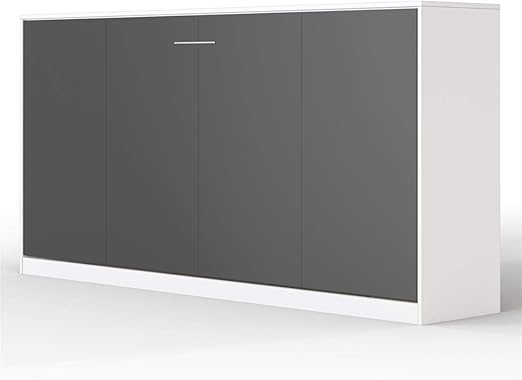 Smartbett Basic 90x200 Horizontal Weiss Anthrazit Schrankbett Ausklappbares Wandbett Ideal Geeignet Als Wandklappbett Furs Gastezimmer Buro Wohnzimmer Schlafzimmer Amazon De Kuche Haushalt