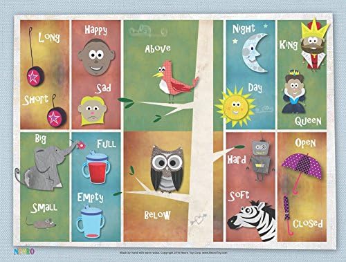 Opposites - Educational Placemat for Children: Non Slip Silicone, Kids Placemat