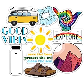 Cute Nature VSCO Girl Stickers for Water Bottles and Laptops, Made in US (Good Vibes)