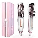 Hair Straightening Brush 3.0 Gift Package, Buture Mini Hair Straightener Brush Negative ion Ceramic Iron Hair Brush Fast Heat Hot Brush Travel Size Anti-scald MCH 110-240V Temperature Lock (White)