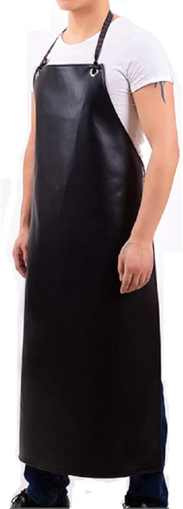 HYCOPROT Waterproof PU Soft Heavy Duty Work Safety Apron, Adjustable(Black): Clothing