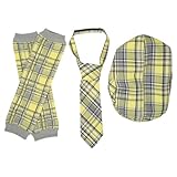 juDanzy Hat, Tie & Leg Warmer Set for Baby & Toddler Boys (1-3 Years, Yellow & Gray)