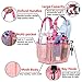 Portable Shower Caddy Dorm, Large Capacity, Quick Dry Toiletry Bag with Metal Hook, Hanging Shower Bag, College Dorm Room Essentials for Girls Boys, Mesh Toiletry Shower Tote for Gym and College Dorm (Pink)