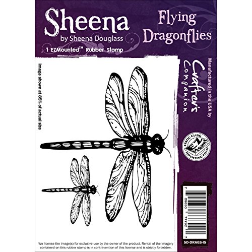 Crafter's Companion SD-DRAGS Sheena Douglass Cling Stamp-Flying Dragonflies