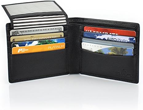 Enoch Designs Mens RFID Blocking Black Leather Wallet