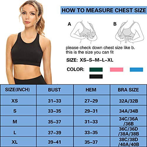 Ultrafun Women Sports Bra Lightweight Wirefree Padded Running Yoga Bra with Back Phone Pocket for Tennis Workout Gym (Black, X-Small)