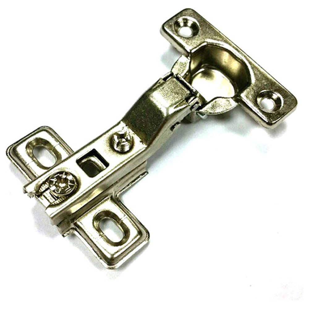 Merriway BH06006 (2 Pcs) Slide-On Kitchen Cabinet Wardrobe Hinges, Cruciform Plate Zinc Plated, Half Overlay 26mm 95 Degree - Pack of 2 Pieces