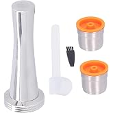Fdit Stainless Steel Refillable Coffee Capsules Cup Reusable Coffee Cup Metal Coffee Filter Capsule Cup Fit for Cafe Office Accessories