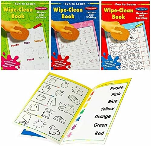 Set of 3 Wipe Clean Books for Age: 4 and up