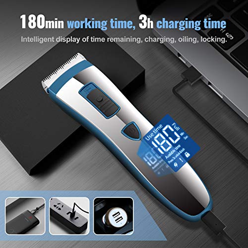 Easy4U Hair Clippers for Men Professional Cordless Electric Hair Trimmer Ceramic Blade Barbers Grooming Kit Rechargeable LED Display