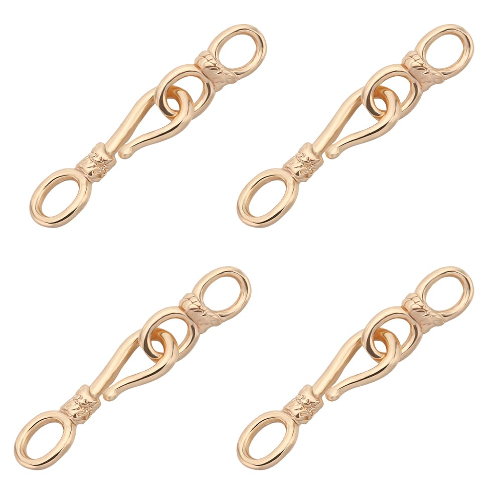 Beebeecraft 1 Box 15 Sets S Hook Clasps 18K Gold Plated Cubic Zirconia Jewelry Clasps Eye Toggle End Clasps Connector with Dangle Loop for Jewellery Making Accessories