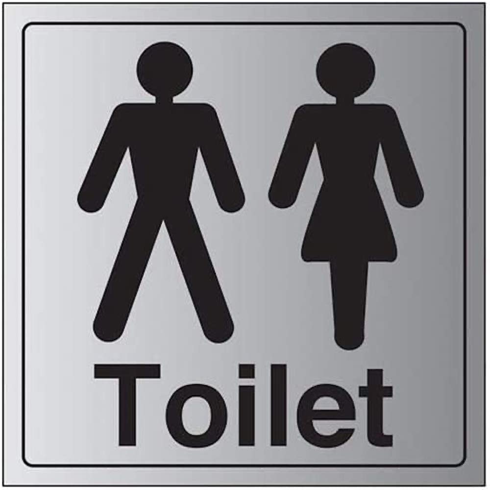 V Safety General Door-Gents/Ladies Toilet Sign - 200mm x 200mm - 3mm Brushed Alu Comp