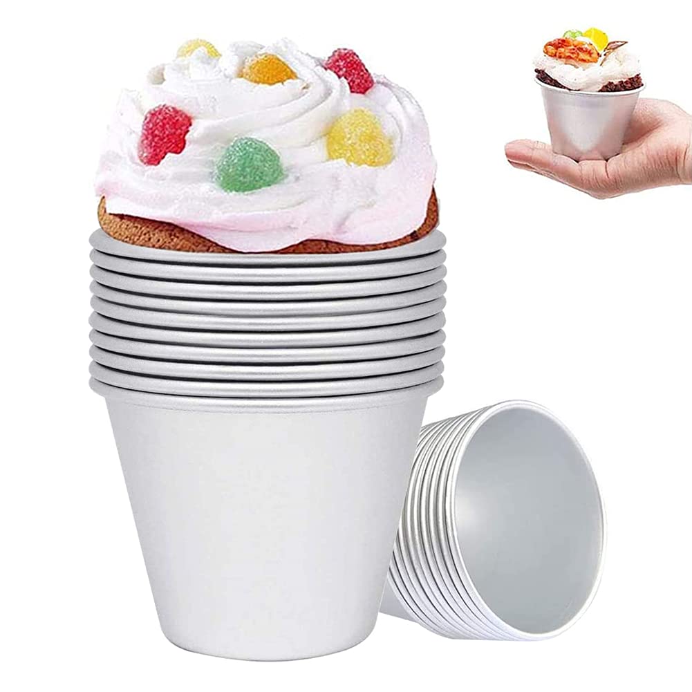Cxing 20 Pack Pudding Moulds, Aluminum Baking Cups, Baking Nonstick Dariole Egg Tart Mold for Kitchen, DIY, Cooking, Sweet Muffin, Dessert, Cake, Cupcake (Extra Large)