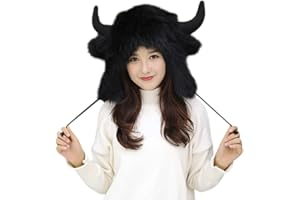 JIAHG Winter Thermal Plush Furry Earflap Ushanka Hat Faux Fur Windproof Hooded Beanie Animal Themed Costume Hat for Men Women