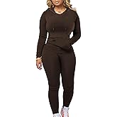 Mrskoala Two Piece Outfits For Women Workout Sets Long Sleeve Sweatsuit Tracksuits