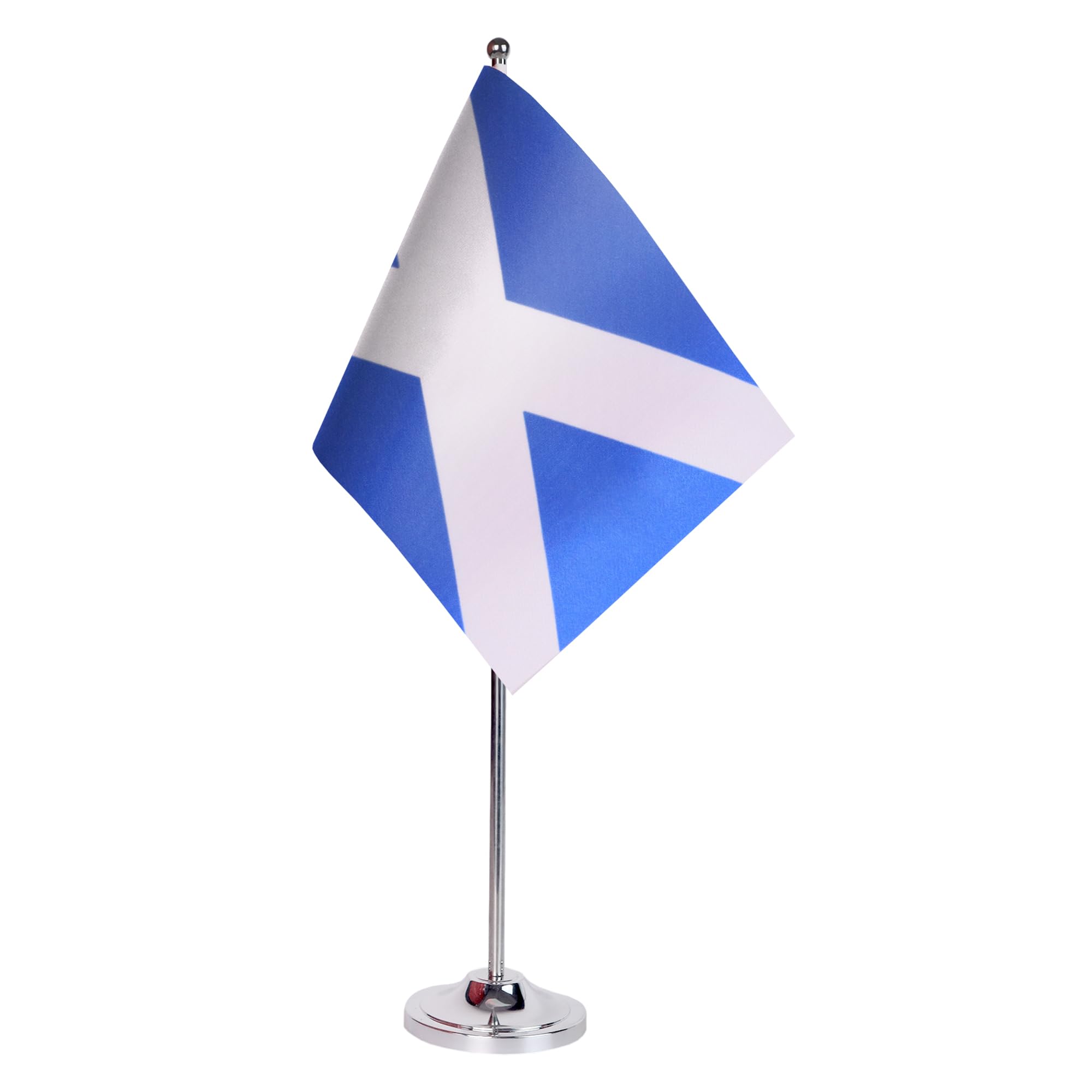 AZ FLAG Scotland Prestige Table Flag 6'' x 9'' - Scottish Office Decoration 100% Satin 22 x 15 cm - Desk Flag with Steel Pole and Base