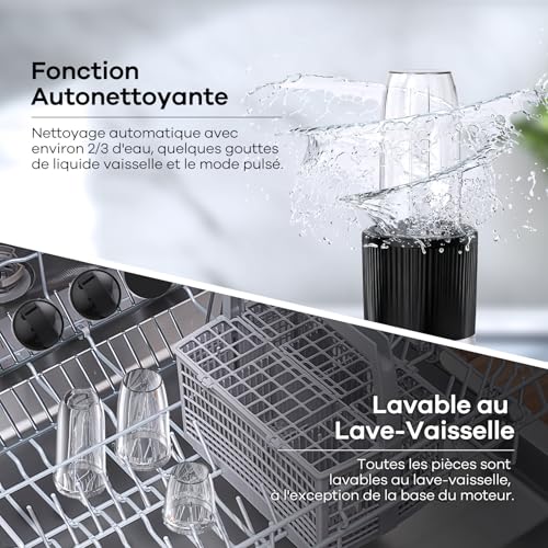 Ganiza Smoothie Maker 900W, Mini Blender with 25000rpm, 3 Tritan To-Go Bottles (300ml, 500ml & 700ml), 4 Asymmetrical Blenders, for All Types of Shakes and Smoothies, Silver/Black