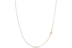 KEZEF 18k Gold Over Sterling Silver 1mm Box Chain Necklace Made in Italy | Sterling Silver Necklace Chain For Women | Gold Chain Necklace for Women, Men & Girls