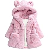 AiWMGL Kids Girls Winter Warm Coats Jacket Clothes Outwear Overcoat Ear Hooded Faux Fur Thicken Fleece Toddler