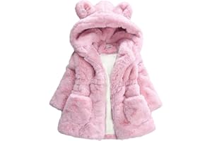 AiWMGL Kids Girls Winter Warm Coats Jacket Clothes Outwear Overcoat Ear Hooded Faux Fur Thicken Fleece Toddler