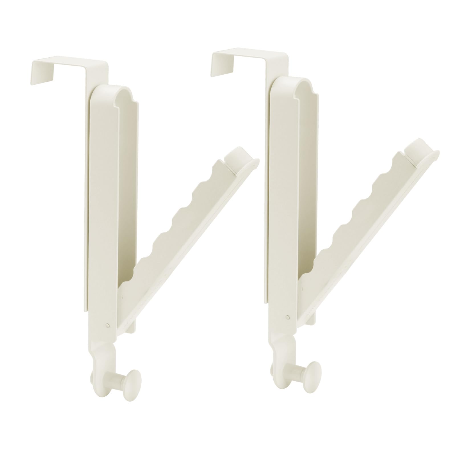 TOWEBOORY 2PCS Foldable Over Door Hanger, Retractable Over The Door Hanger Hook with 6 Groves No Drilling Coat Door Hook Folding Drying Rack for Hang Clothes Towels Hats Coat Bag (Milky White)