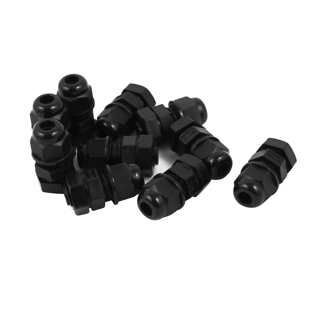 Sourcingmap Black M8 Water Resistance Cable Gland Fixing Connector Joints Fastener 10 PCS