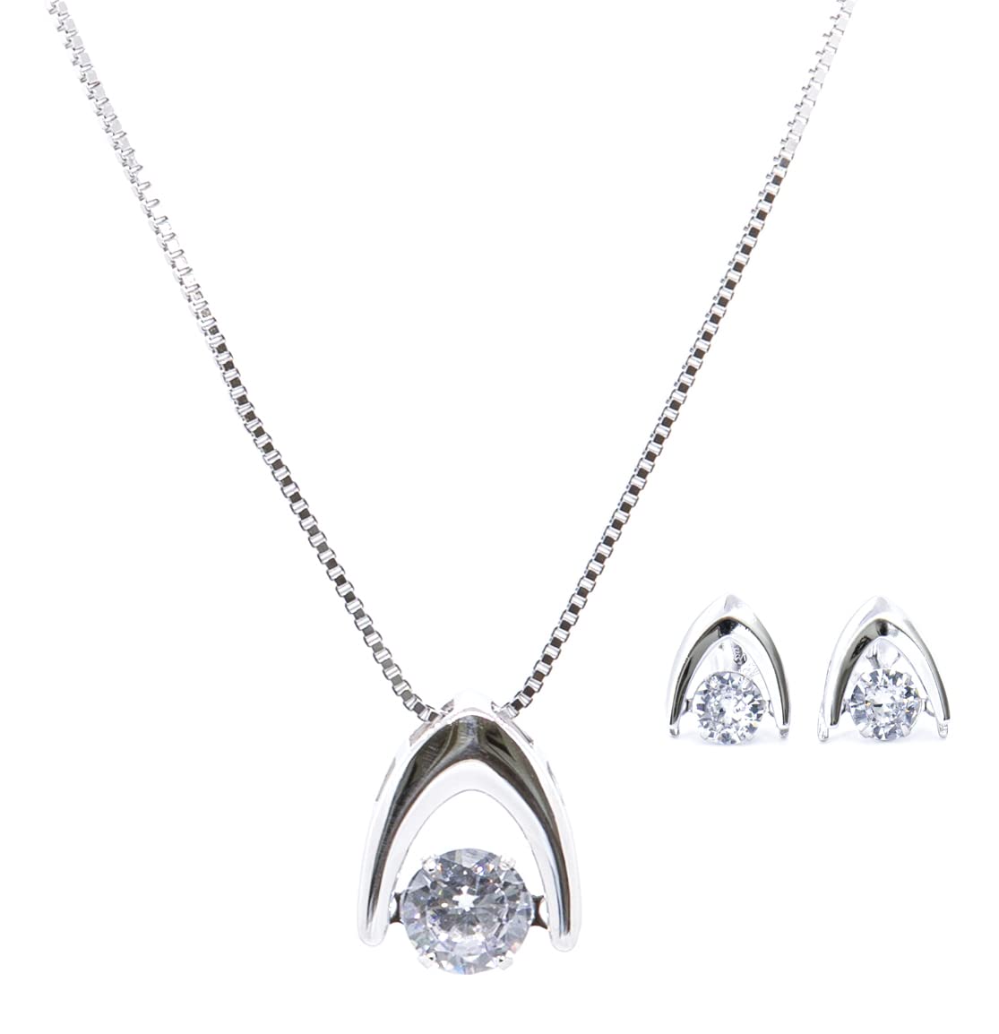 House of Pitroda Arrow of Hope Necklace set, Rotating Zircon, 925 pure silver with rhodium plating