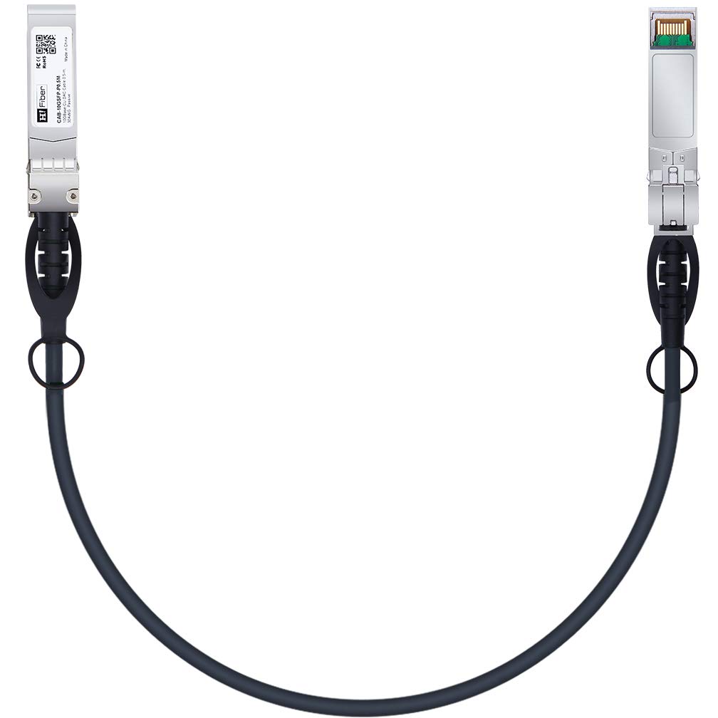 H!Fiber.com 10Gb/s SFP+ DAC cable, 0.42-meter (1.5ft), 10GBase-CU passive direct copper Twinax SFP+ cable, for Cisco SFP-H10GB-CU0.42M, Ubiquiti,Netgear and Other Open Switches and NIC — image 1