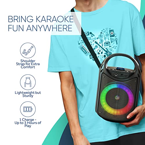 MASINGO 2023 Bluetooth Karaoke Machine for Kids and Adults with 1 Wireless Karaoke Microphone
