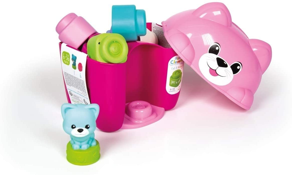 Clementoni 17295 Soft Clemmy Cat & Kitty Bucket for Babies and Toddlers, Ages 6 Months Plus, Multi-Coloured, 3