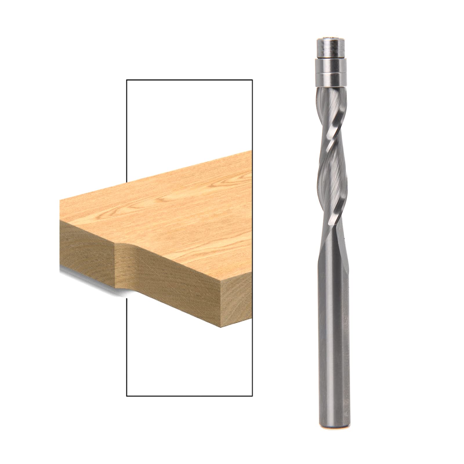 Sinoprotools Spiral Flush Trim Router Bits, Solid Carbide Flush Trim Router Bits, 1/4" Shank Up-Cut 1/4"X1/4"X1-1/8"X3"(1 Bits)