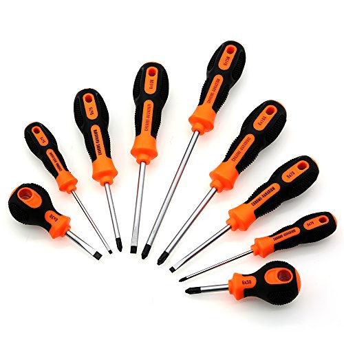 Kingsdun Phillips and Flathead Screwdriver Set, 9pcs Long and Stubby