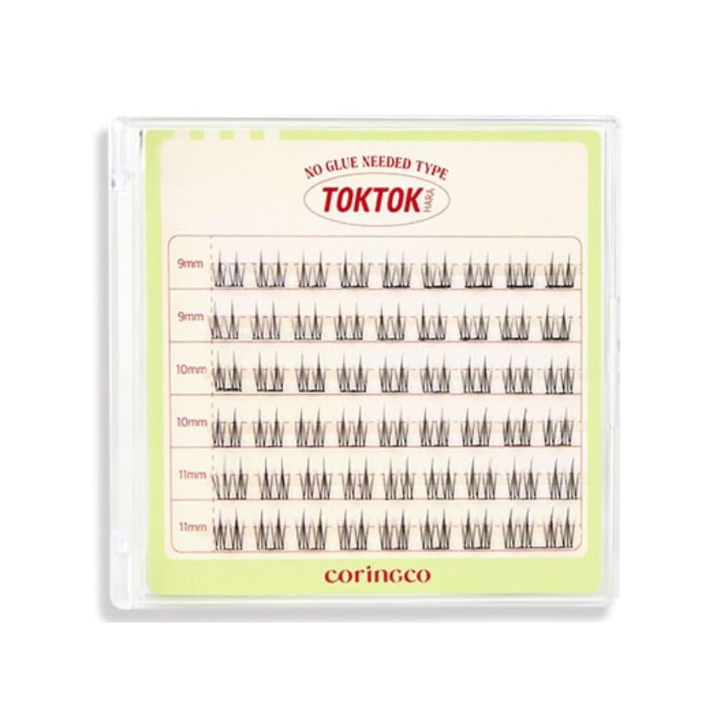 Photo 1 of CORINGCO Toktok Hara Light Self Adhesive False Eyelashes, Natural Look, No Glue Needed, Assorted Set of 9/10/11mm, Reusable Lash Clusters Kbeauty - Sharp