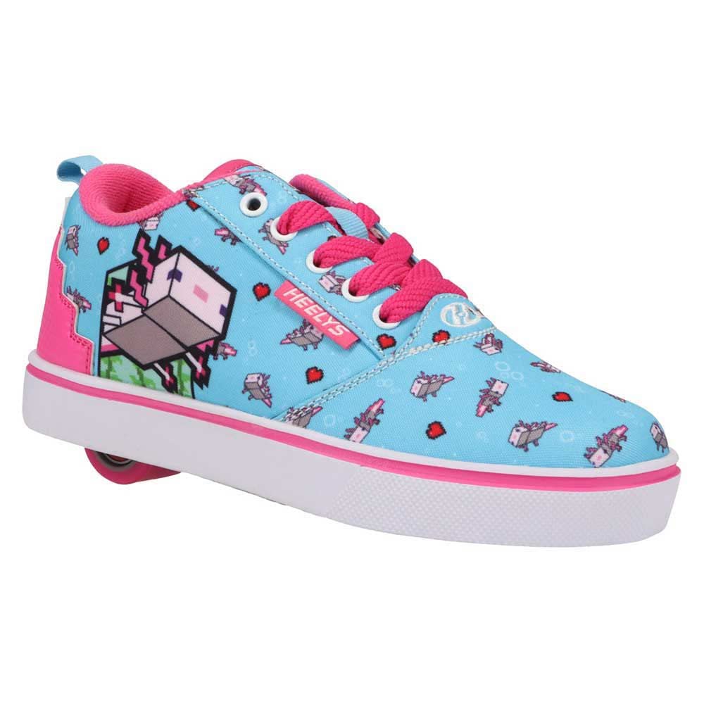 Heelys Mens Pro 20 Minecraft (Little Kid/Big Kid/Adult) Wheeled Shoe, Aqua/Pink/Black, 7 Little Kid US