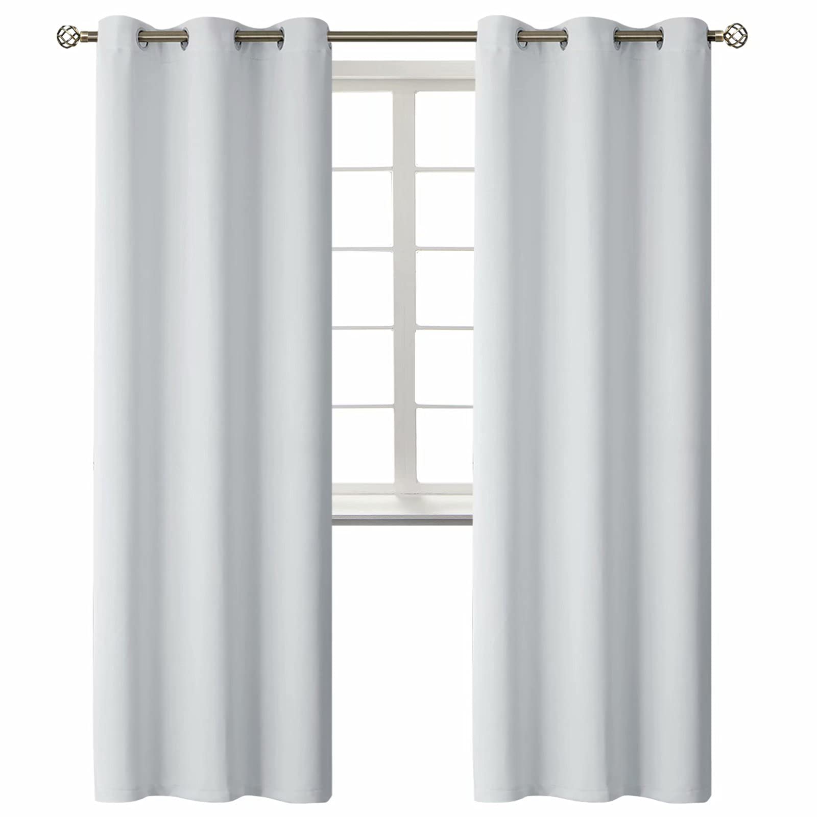 Photo 1 of BGment Room Darkening Curtains 84 Inches Long - Grommet Thermal Insulated Drapes Window Treatment Curtains for Bedroom, 2 Panels, 42 x 84 Inch, Greyish White