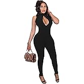 Womens Sexy Sleeveless One Piece Jumpsuits Cutout Bodycon High Waisted Club Outfits Catsuits