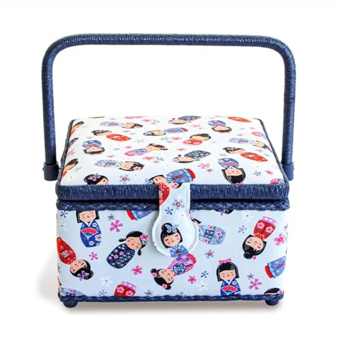 Prym 612085 Sewing Basket Cotton Light Blue 230 x 230 x 140 mm