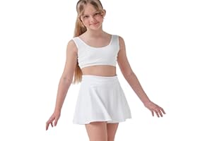 DEVOROPA Girls Tennis Skirts Stretch Adjustable Waist Youth Golf Athletic Pleated Skorts Lining Kids Cheer Shorts Pocket