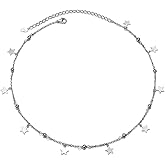Ladytree S925 Sterling Silver Dainty Simple Choker Necklace,Rolo Chain,Adjustable 13 inches to 16 inches