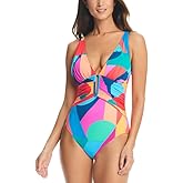Bleu Rod Beattie Women's Molded-Cup One-Piece Swimsuit (Blue/Red, 14)