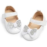 Miamooi Infant Baby Girls Wedding Dress Shoes Bow Ballet Princess Mary Jane Flats Toddler First Walkers Sneaker Newborn Crib Baptism Shoes